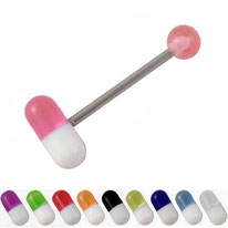 Piercings langues à pilules bicolores en acrylique