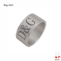 Bague anneau large à lettre D & G en acier chirurgical pour hommes