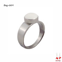 Bague anneau argenté à pierre blanche ronde en acier pour femmes