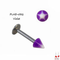 Piercing labret Spike acrylique étoile blanche et violette