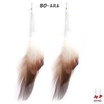 Boucles d'oreilles pendantes plumes d'oiseaux