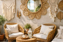 Ibiza style balkon: boho wanddecoratie-ideeën