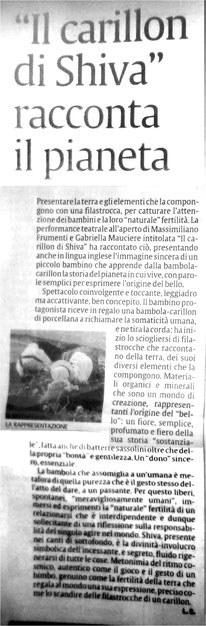 “«Il carillon di Shiva» racconta il pianeta”, di L.S. in “La Sicilia” del 18/05/2016 (Foto nell’articolo di Carlotta Battaglia)