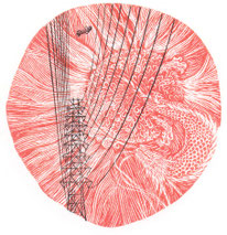 2012　太陽からの風 Wind from the Sun　7. 6x 7. 3cm-Limited Edition 30　木口木版 ￥12,000