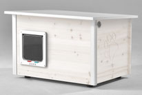 Naturfarbene und farbige Katzenhäuser (Katzenhütten), wetterfest, mit und ohne Heizung, isoliert, eigene Herstellung in Deutschland, Farbe: dunkelblau