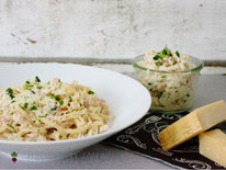 Spaghetti mit Blumenkohlcarbonara und Parmesan