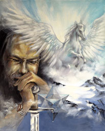 Vater der Schwerter Sakis-Tarot, gemalt von Jopie