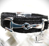Armband aus Pferdehaar-T02-mit einer großen Trense-Schiebe-Magnetverschluss Trense