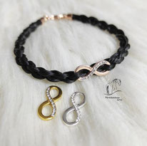 Pferdehaar Schmuck Armband mit Infinity / Unendlichkeitszeichen 925 Silber