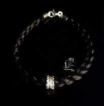 Pferdehaar Armband mit großer Federperlenmotiv aus 925er Silber