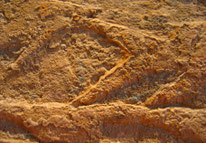 Detail, Fassungsreste, Ocker und Ägyptisch Blau