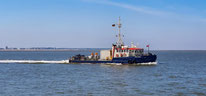 Nige Wark (ship) en route from home port Cuxhaven to Neuwerk.