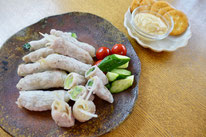 野菜の肉巻き、カスタードクリーム