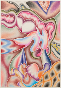 In Row, coloured pencil on paper, 29,7 x 21 cm 