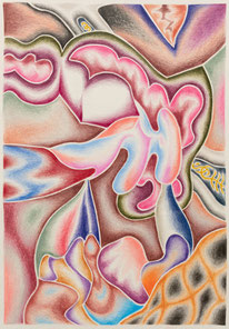 In Row, 2023, colored pencil on paper, 29,7 x 21 cm
