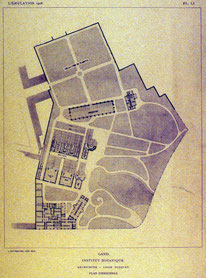 Eerste versie grondplan Plantentuin (Cloquet, 1908)