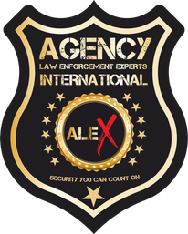 ALEX-International Logo der Agency for Law Enforcement Experts mit Sicherheitsabzeichen