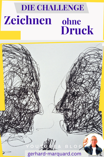 Pinterest Grafik, Die Challenge, Zeichnen ohne Druck. Zeichnung: 2 Gesichter, die sich ansehen