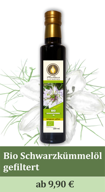 Zum Produkt Bio Schwarzkümmelöl gefiltert, Bio Schwarzkümmelöl gefiltertkaufen
