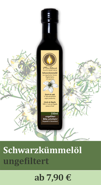 Zum Produkt Schwarzkümmelöl ungefiltert, Schwarzkümmelöl ungefiltert kaufen