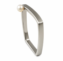 Edelstahl Ring RH449 mit Süßwasserperle und geometrischem Design