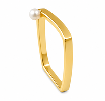 Vergoldeter Edelstahl Ring RH449 mit Süßwasserperle