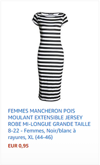FEMMES MANCHERON POIS MOULANT EXTENSIBLE JERSEY ROBE MI-LONGUE GRANDE TAILLE 8-22 - Femmes, Noir/blanc à rayures, XL (44-46)