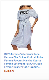 DAY8 Femme Vetements Robe Femme Chic Soiree Cocktail Robe Femme Rayures Manche Courte Femme Vetement Pas Cher Jupe Femme Bustier Mode Grande Taille Robe Fille Fashion Casual Printemps