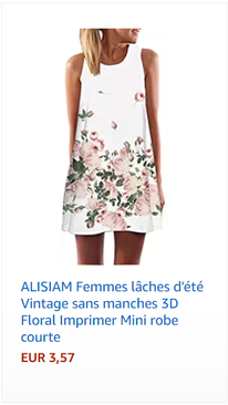 ALISIAM Femmes lâches d'été Vintage sans manches 3D Floral Imprimer Mini robe courte