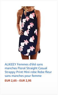 ALIKEEY Femmes d'été sans manches Floral Straight Casual Strappy Print Mini robe Robe fleur sans manches pour femme