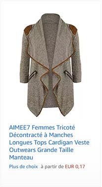 AIMEE7 Femmes Tricoté Décontracté à Manches Longues Tops Cardigan Veste Outwears Grande Taille Manteau