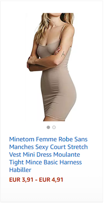 Minetom Femme Robe Sans Manches Sexy Court Stretch Vest Mini Dress Moulante Tight Mince Basic Harness Habiller