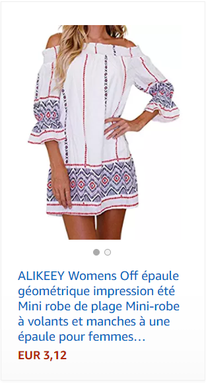 ALIKEEY Womens Off épaule géométrique impression été Mini robe de plage Mini-robe à volants et manches à une épaule pour femmes Polyester