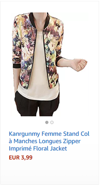 Kanrgunmy Femme Stand Col à Manches Longues Zipper Imprimé Floral Jacket