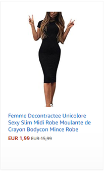 Femme Decontractee Unicolore Sexy Slim Midi Robe Moulante de Crayon Bodycon Mince Robe