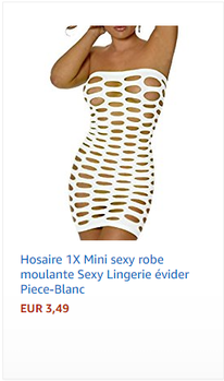 Hosaire 1X Mini sexy robe moulante Sexy Lingerie évider Piece-Blanc