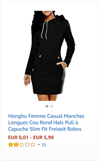 Honghu Femme Casual Manches Longues Cou Rond Hals Pull à Capuche Slim Fit Freizeit Robes