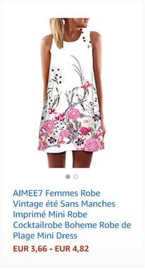 AIMEE7 Femmes Robe Vintage été Sans Manches Imprimé Mini Robe Cocktailrobe Boheme Robe de Plage Mini Dress