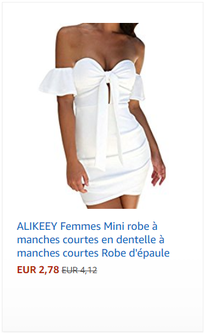 ALIKEEY Femmes Mini robe à manches courtes en dentelle à manches courtes Robe d'épaule