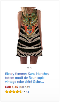 Eleery femmes Sans Manches totem motif de fleur copie vintage robe d'été lâche tunique tank mini robe