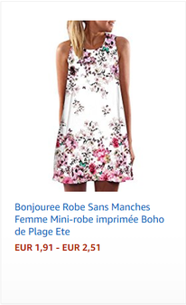 Bonjouree Robe Sans Manches Femme Mini-robe imprimée Boho de Plage Ete