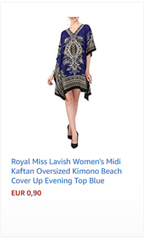 Royal Miss Lavish Women's Midi Kaftan Oversized Kimono Beach Cover Up Evening Top Blue