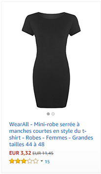 WearAll - Mini-robe serrée à manches courtes en style du t-shirt - Robes - Femmes - Grandes tailles 44 à 48