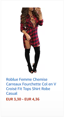 Roblue Femme Chemise Carreaux Fourchette Col en V Croisé Fit Tops Shirt Robe Casual