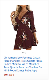 Cinnamou Sexy Femmes Casual Flare Manches Trois Quarts Floral Ladies Mini Dress Les Manches Trois Quarts Pour Les Torches De Mini-Robe Dames Robe Jupe