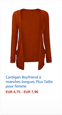 Cardigan Boyfriend à manches longues Plus Taille pour femme