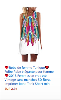 ❤️Robe de femme Tunique❤️Fuibo Robe élégante pour femme ❤️2018 Femmes en vrac été Vintage sans manches 3D floral imprimer bohe Tank Short mini robe
