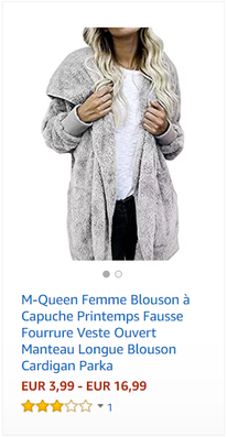M-Queen Femme Blouson à Capuche Printemps Fausse Fourrure Veste Ouvert Manteau Longue Blouson Cardigan Parka