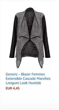 Generic - Blazer Femmes Extensible Cascade Manches Longues Look Humide