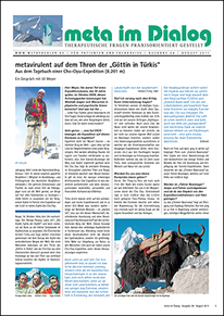 meta im Dialog, metavirulent auf dem Thron der Göttin in Türkis